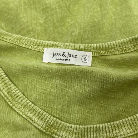 Jess & Jane Green Abstract Floral Cotton Dress Pockets Size Small USA Boho Artsy - Picture 6 of 9